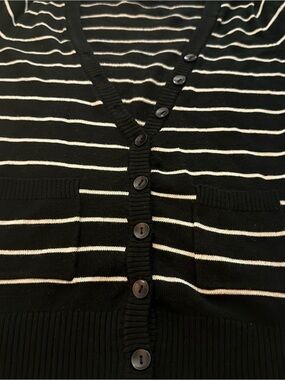 SWS Black & White Striped Button Front Cardigan Size S/P